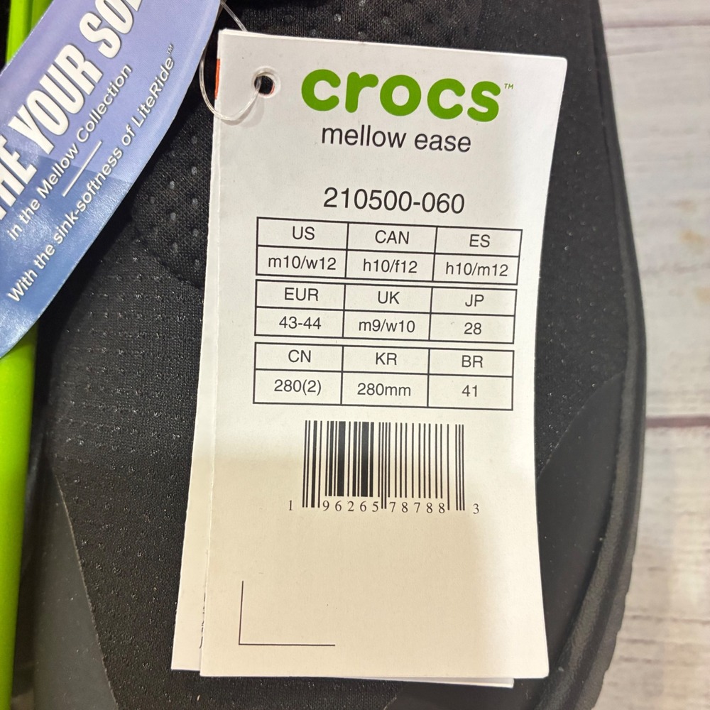 Crocs Mellow Ease Slip On Sneakers Mens 10 Black LiteRide Recovery 210500-060 - Picture 7 of 7